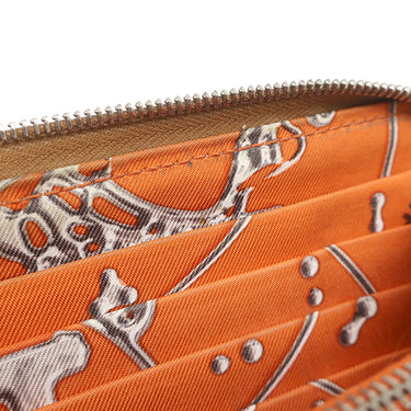 エルメス HERMES アザップロング シルクイン ゴールド ヴォーエプソン 長財布 シルバー金具 茶 ラウンドファスナー