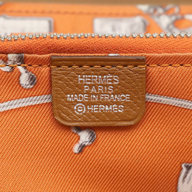 エルメス HERMES アザップロング シルクイン ゴールド ヴォーエプソン 長財布 シルバー金具 茶 ラウンドファスナー
