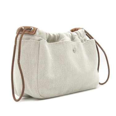 エルメス HERMES フールビ20 ナチュラル トワルシェブロン レザー ポーチ シルバー金具 バッグインバッグ 巾着