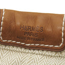 エルメス HERMES フールビ20 ナチュラル トワルシェブロン レザー ポーチ シルバー金具 バッグインバッグ 巾着