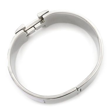 エルメス HERMES クリッククラックH GM パープル×シルバー メタル エナメル ブレスレット Hブレス