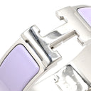 エルメス HERMES クリッククラックH GM パープル×シルバー メタル エナメル ブレスレット Hブレス