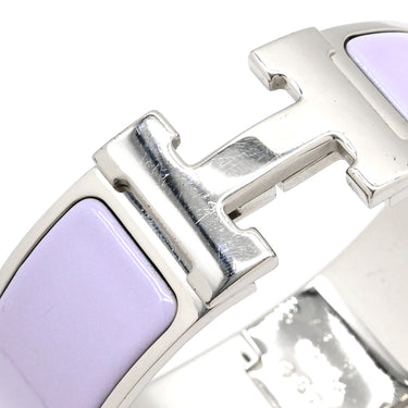 エルメス HERMES クリッククラックH GM パープル×シルバー メタル エナメル ブレスレット Hブレス