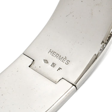 エルメス HERMES クリッククラックH GM パープル×シルバー メタル エナメル ブレスレット Hブレス