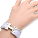 エルメス HERMES クリッククラックH GM パープル×シルバー メタル エナメル ブレスレット Hブレス