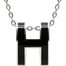 エルメス HERMES ポップアッシュ ペンダント ブラック×シルバー メタル ラッカー ネックレス 黒 Hモチーフ POP H SV金具