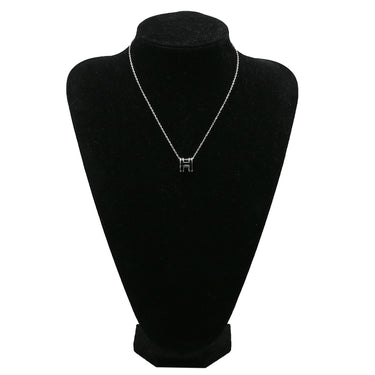 エルメス HERMES ポップアッシュ ペンダント ブラック×シルバー メタル ラッカー ネックレス 黒 Hモチーフ POP H SV金具