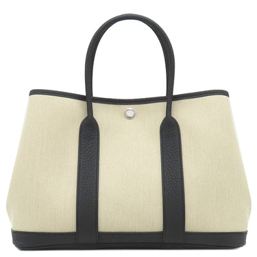 エルメス HERMES ガーデンパーティーTPM ベージュ×ブラック トワルアッシュ ネゴンダ ハンドバッグ シルバー金具 新品 未使用 ベージュ 黒 トート