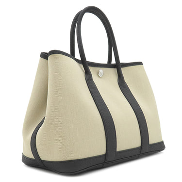 エルメス HERMES ガーデンパーティーTPM ベージュ×ブラック トワルアッシュ ネゴンダ ハンドバッグ シルバー金具 新品 未使用 ベージュ 黒 トート