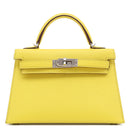 エルメス HERMES ミニケリードゥ 外縫い ジョーヌシトロン シェーブル 2WAYバッグ シルバー金具 黄色 ショルダー