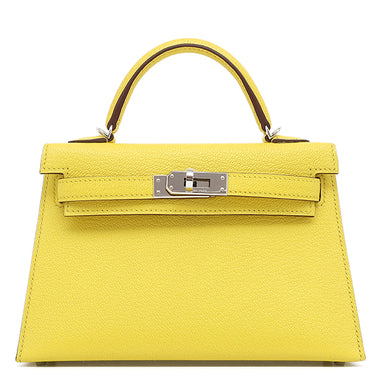 エルメス HERMES ミニケリードゥ 外縫い ジョーヌシトロン シェーブル 2WAYバッグ シルバー金具 黄色 ショルダー