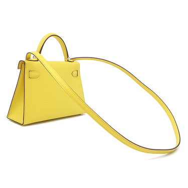 エルメス HERMES ミニケリードゥ 外縫い ジョーヌシトロン シェーブル 2WAYバッグ シルバー金具 黄色 ショルダー