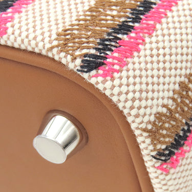 エルメス HERMES ピコタンロック PM ブロドゥリー クーヴェルチュール フォーヴ×ローズポップ×ゴールド トワルアッシュ ヴォースイフト ハンドバッグ シルバー金具 新品 未使用 茶