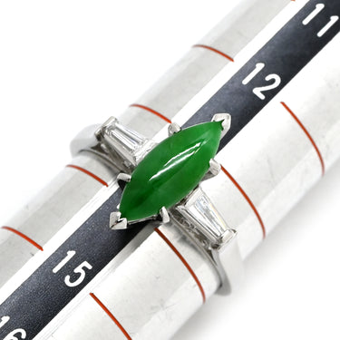 ミキモト MIKIMOTO ジェダイト ダイヤリング プラチナシルバー×グリーン Pt950 ダイヤモンド リング 指輪 MIKIMOTO カクテルリング 翡翠 Pt950 13.5号