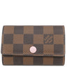 ルイヴィトン LOUIS VUITTON ミュルティクレ 6 N41624 ダミエ×ローズバレリーヌ ダミエキャンバス キーケース ゴールド金具 茶 ピンク 名前刻印有り