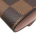 ルイヴィトン LOUIS VUITTON ミュルティクレ 6 N41624 ダミエ×ローズバレリーヌ ダミエキャンバス キーケース ゴールド金具 茶 ピンク 名前刻印有り