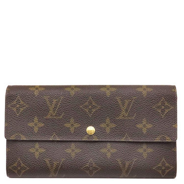 ルイヴィトン LOUIS VUITTON ポルトフォイユ サラ M61725 モノグラム モノグラムキャンバス 長財布 ゴールド金具 茶 フラップ式