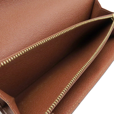 ルイヴィトン LOUIS VUITTON ポルトフォイユ サラ M61725 モノグラム モノグラムキャンバス 長財布 ゴールド金具 茶 フラップ式