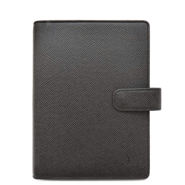 ルイヴィトン LOUIS VUITTON アジェンダ MM R20423 アルドワーズ タイガ 手帳カバー シルバー金具 黒 システム手帳 ダイアリー スケジュール帳