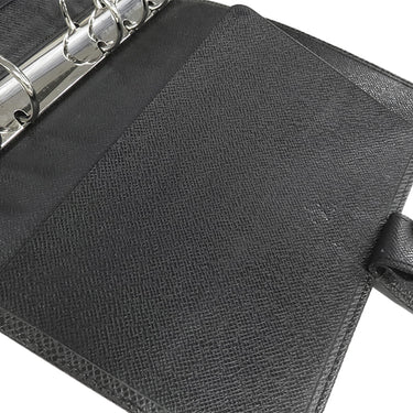 ルイヴィトン LOUIS VUITTON アジェンダ MM R20423 アルドワーズ タイガ 手帳カバー シルバー金具 黒 システム手帳 ダイアリー スケジュール帳