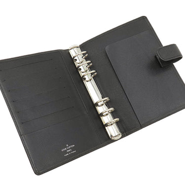 ルイヴィトン LOUIS VUITTON アジェンダ MM R20423 アルドワーズ タイガ 手帳カバー シルバー金具 黒 システム手帳 ダイアリー スケジュール帳
