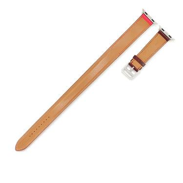 エルメス HERMES 純正 アップルウォッチ 38 40 41mm用 ローズアザレ×ローズエクストリーム×ボルドー レザー ステンレススチール 腕時計パーツ ヴォースイフト ドゥブルトゥール ベルト 32ｍｍ 尾錠付き