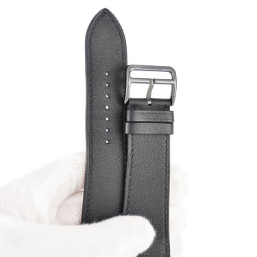 エルメス HERMES 純正 アップルウォッチ 44 45 46 49mm用 ノワール レザー ステンレススチール 腕時計パーツ 新品同様 レザー ベルト 35ｍｍ PVD 尾錠付き