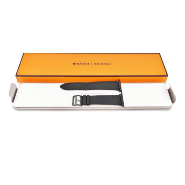 エルメス HERMES 純正 アップルウォッチ 44 45 46 49mm用 ノワール レザー ステンレススチール 腕時計パーツ 新品同様 レザー ベルト 35ｍｍ PVD 尾錠付き