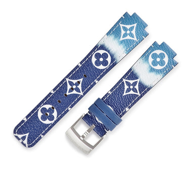 ルイヴィトン LOUIS VUITTON 純正 タンブール用 R17283 ブルー PVC 牛革 純正ステンレススチール製尾錠 腕時計パーツ 未使用 替え ベルト ストラップ 21mm LVエスカル モノグラム 尾錠付き SS