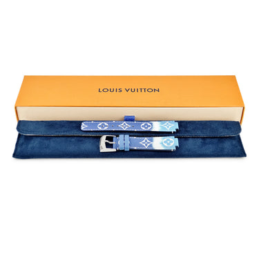 ルイヴィトン LOUIS VUITTON 純正 タンブール用 R17283 ブルー PVC 牛革 純正ステンレススチール製尾錠 腕時計パーツ 未使用 替え ベルト ストラップ 21mm LVエスカル モノグラム 尾錠付き SS
