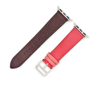 エルメス HERMES 純正 アップルウォッチ 38 40 41mm用 ローズアザレ×ローズエクストリーム×ボルドー レザー ステンレススチール 腕時計パーツ ヴォースイフト ベルト 32ｍｍ ピンク ワインレッド 尾錠付き
