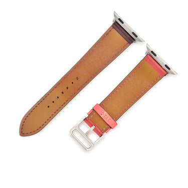 エルメス HERMES 純正 アップルウォッチ 38 40 41mm用 ローズアザレ×ローズエクストリーム×ボルドー レザー ステンレススチール 腕時計パーツ ヴォースイフト ベルト 32ｍｍ ピンク ワインレッド 尾錠付き