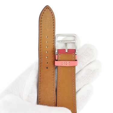 エルメス HERMES 純正 アップルウォッチ 38 40 41mm用 ローズアザレ×ローズエクストリーム×ボルドー レザー ステンレススチール 腕時計パーツ ヴォースイフト ベルト 32ｍｍ ピンク ワインレッド 尾錠付き