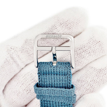 エルメス HERMES 純正 アップルウォッチ 38 40 41mm用 ブルージーン ナイロン ステンレススチール 腕時計パーツ 新品同様 トリコ ニットナイロン ベルト 32ｍｍ 尾錠付き
