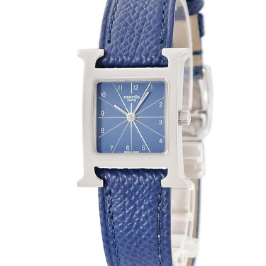 腕時計 エルメス HERMES Hウォッチ PM HH1.210 クオーツ レディース H型 ブルー アラビア スクエア スモールモデル