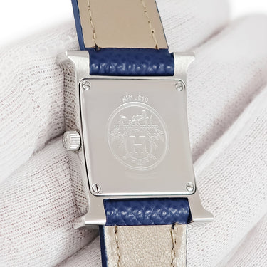 腕時計 エルメス HERMES Hウォッチ PM HH1.210 クオーツ レディース H型 ブルー アラビア スクエア スモールモデル
