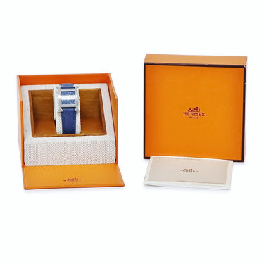 腕時計 エルメス HERMES Hウォッチ PM HH1.210 クオーツ レディース H型 ブルー アラビア スクエア スモールモデル