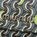 ミュウミュウ MIU MIU 二つ折り ロゴプレート 5MH109 PAVONE レザー 長財布 シルバー金具 黄緑 ロングウォレット カードケース付き