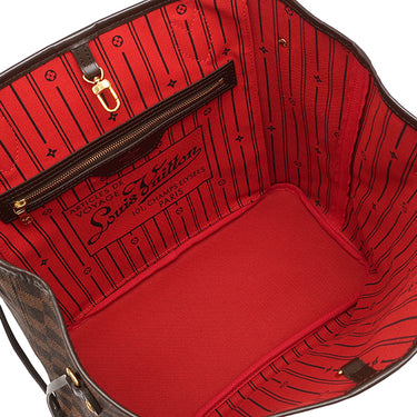 ルイヴィトン LOUIS VUITTON ネヴァーフル MM N51105 スリーズ ダミエキャンバス トートバッグ ゴールド金具 茶 赤 ショルダーバッグ 肩掛け ポーチ欠品