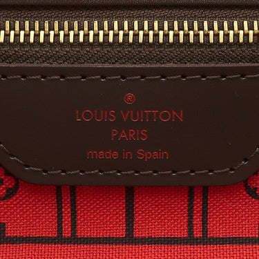 ルイヴィトン LOUIS VUITTON ネヴァーフル MM N51105 スリーズ ダミエキャンバス トートバッグ ゴールド金具 茶 赤 ショルダーバッグ 肩掛け ポーチ欠品