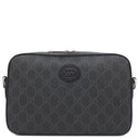 グッチ GUCCI インターロッキングG 703468 ブラック GGスプリームキャンバス レザー 2WAYバッグ シルバー金具 黒 ショルダー クラッチ