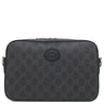グッチ GUCCI インターロッキングG 703468 ブラック GGスプリームキャンバス レザー 2WAYバッグ シルバー金具 黒 ショルダー クラッチ