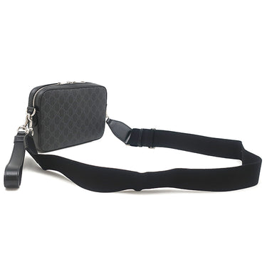 グッチ GUCCI インターロッキングG 703468 ブラック GGスプリームキャンバス レザー 2WAYバッグ シルバー金具 黒 ショルダー クラッチ