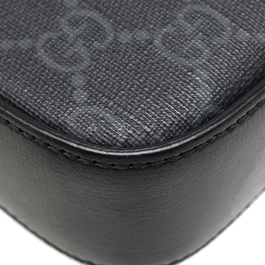 グッチ GUCCI インターロッキングG 703468 ブラック GGスプリームキャンバス レザー 2WAYバッグ シルバー金具 黒 ショルダー クラッチ