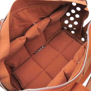 エルメス HERMES サックシアン オレンジ トワルシェブロン レザー ボストンバッグ シルバー金具 2WAY ペット用キャリー