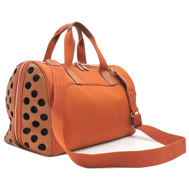 エルメス HERMES サックシアン オレンジ トワルシェブロン レザー ボストンバッグ シルバー金具 2WAY ペット用キャリー