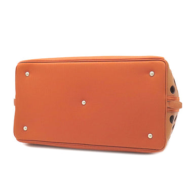 エルメス HERMES サックシアン オレンジ トワルシェブロン レザー ボストンバッグ シルバー金具 2WAY ペット用キャリー