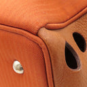 エルメス HERMES サックシアン オレンジ トワルシェブロン レザー ボストンバッグ シルバー金具 2WAY ペット用キャリー