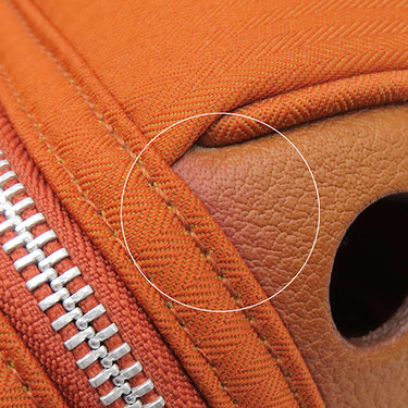エルメス HERMES サックシアン オレンジ トワルシェブロン レザー ボストンバッグ シルバー金具 2WAY ペット用キャリー