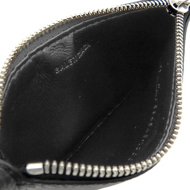 バレンシアガ BALENCIAGA ロゴデザイン フラグメントケース 594548 ブラック レザー コインケース シルバー金具 黒 ネックポーチ カードケース